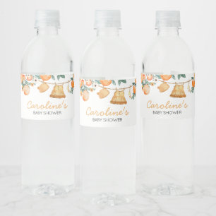 Baby Clothesline Orange Fruit Baby Shower  Water Bottle Label
