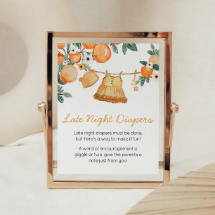 Baby Clothesline Orange Fruit Late Night Diapers Poster