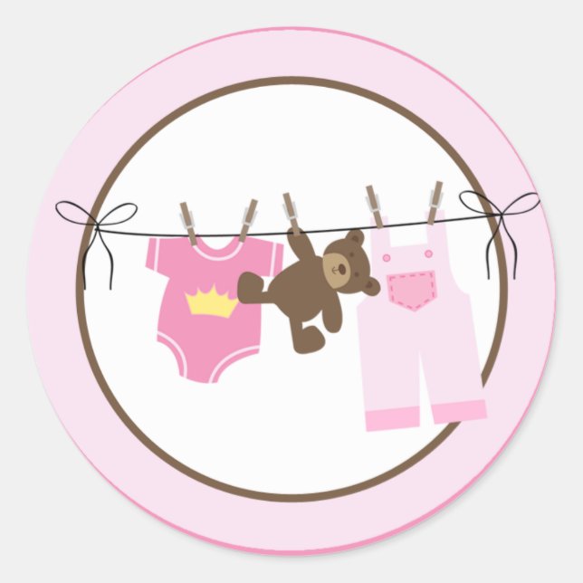 Baby Clothesline (Pink) Envelope Seals (Front)