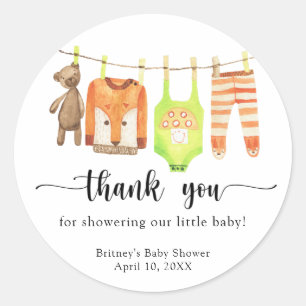 Baby Clothesline - thank you Classic Round Sticker