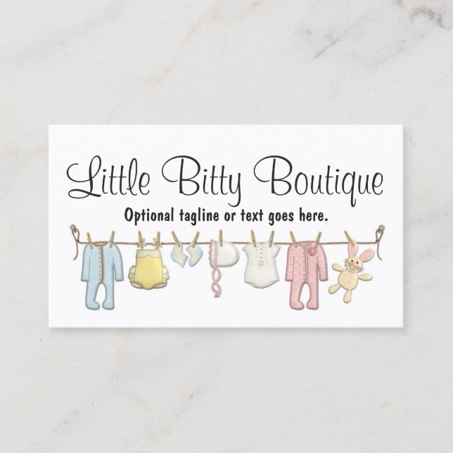 Baby Clothing Clothesline Boutique Social Media Business Card (Front)