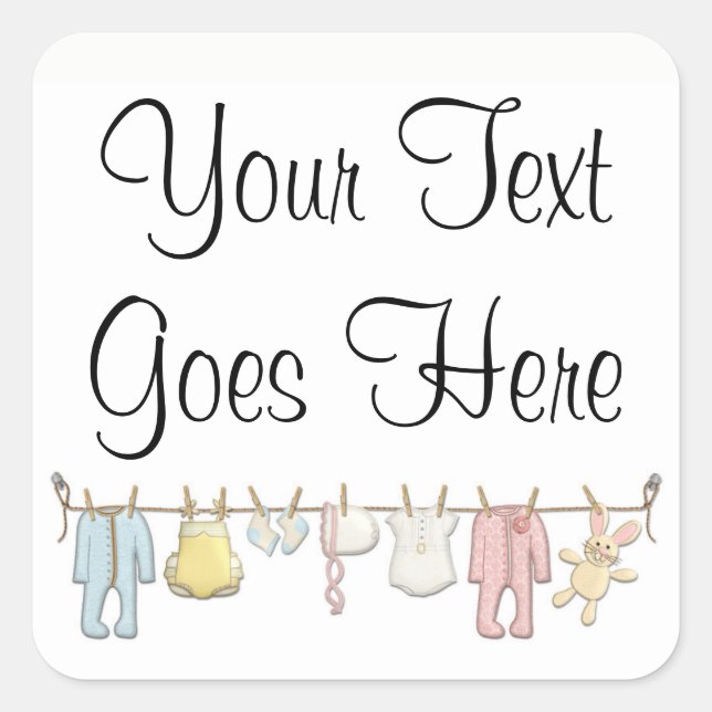 Baby Clothing Clothesline Infants Sewing Boutique Square Sticker (Front)
