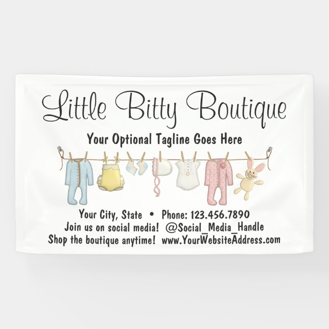 Baby Clothing Clothesline Kids Clothes Boutique Banner (Horizontal)