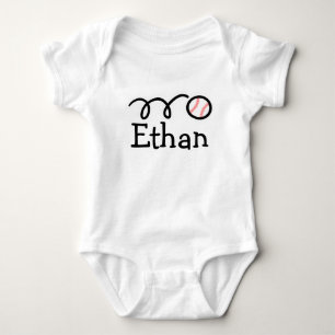 Baby clothing with name and baseball print bodysuit
