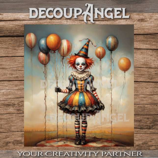 Baby Clown with Balloons - Decoupage - Tissue Paper (Creator Uploaded)
