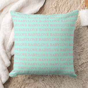 BABY & CO Love Baby Mint Blue & Pink Nursery Decor Cushion