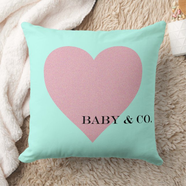 BABY & CO Personalised Pink & Mint Blue Baby Decor Cushion (Blanket)