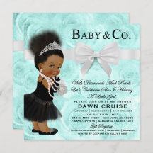Baby & Co Shower Invitation Dark/Bun Puff Ethnic