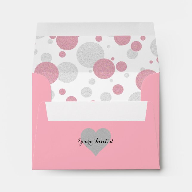 BABY & CO Silver & Pink Girl Polka Dots  Envelopes (Back (Bottom))