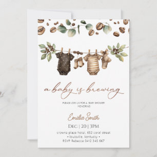 Baby Coffee Bean clothesline  Baby Shower  Invitation