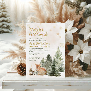 Baby Cold Outside Rustic Deer Winter Baby Shower Invitation