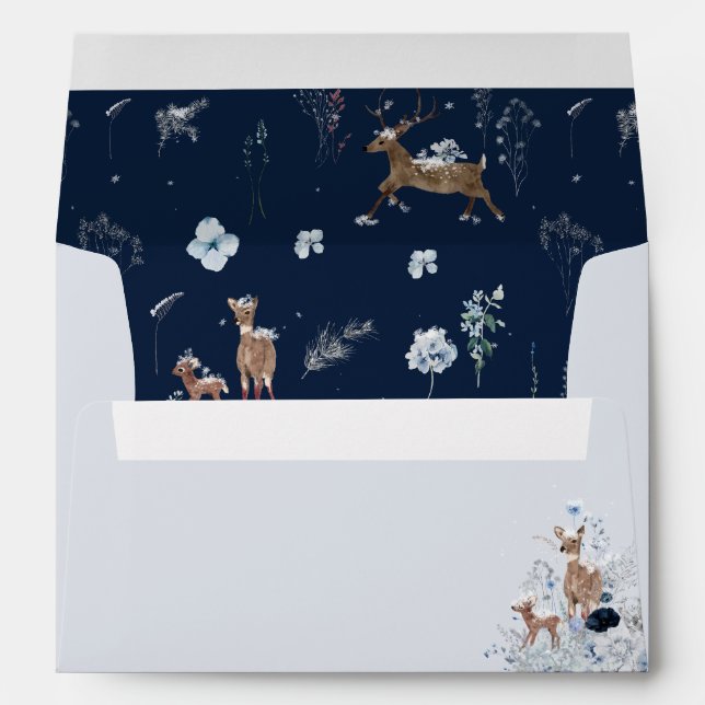 Baby cold outside Winter Floral Deer Baby Shower Envelope (Back (Bottom))