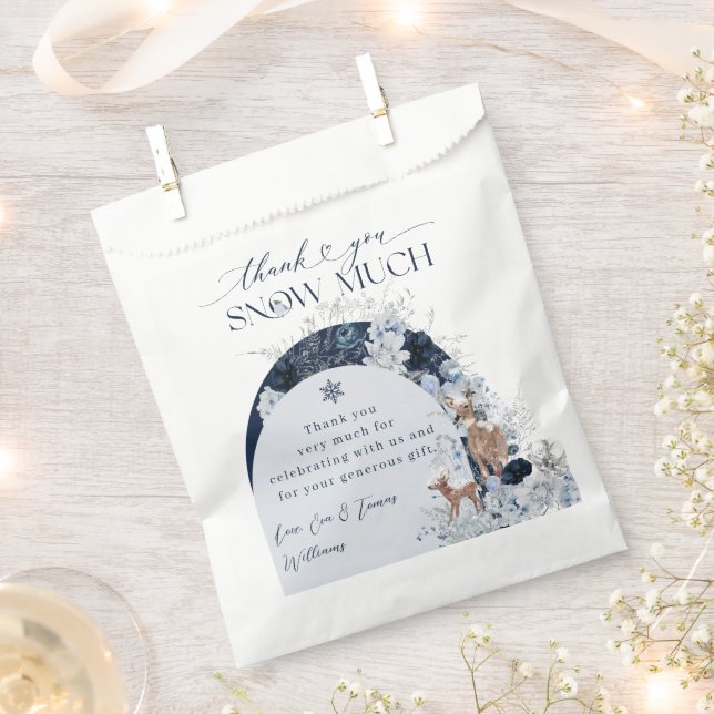 Baby cold outside Winter Floral Deer Baby Shower Favour Bag (Clipped)