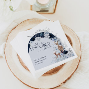 Baby cold outside Winter Floral Deer Baby Shower Napkin