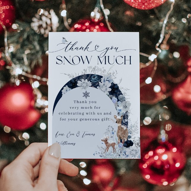 Baby cold outside Winter Floral Deer Baby Shower Thank You Card (Creator Uploaded)