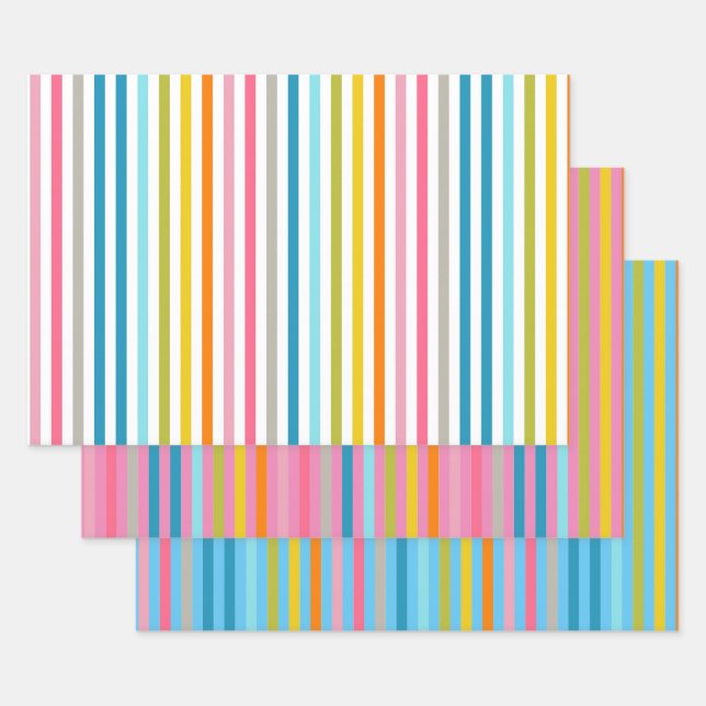 Baby Coloured Stripes Wrapping Paper Sheet (Set)