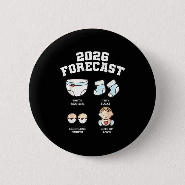 Baby Coming Soon 2026 Forecast Baby Shower Funny N 6 Cm Round Badge (Front)