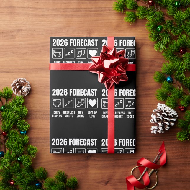Baby Coming Soon 2026 Forecast Baby Shower Funny  Wrapping Paper (Holiday Gift)