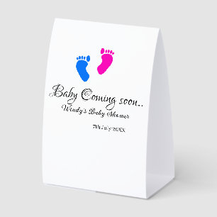Baby coming soon baby shower blue pink baby feet n