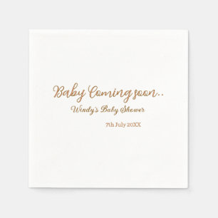Baby coming soon baby shower brown pink name trend napkin