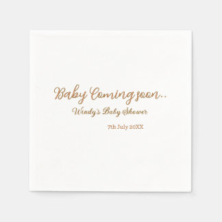 Baby coming soon baby shower brown pink name trend napkin