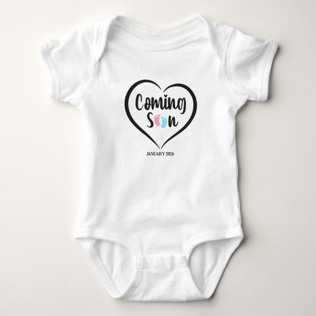 Baby Coming Soon Script Twins pregnancy  Bodysuit (Front)