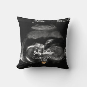 Baby Coming Soon Ultrasound Gold heart  Cushion