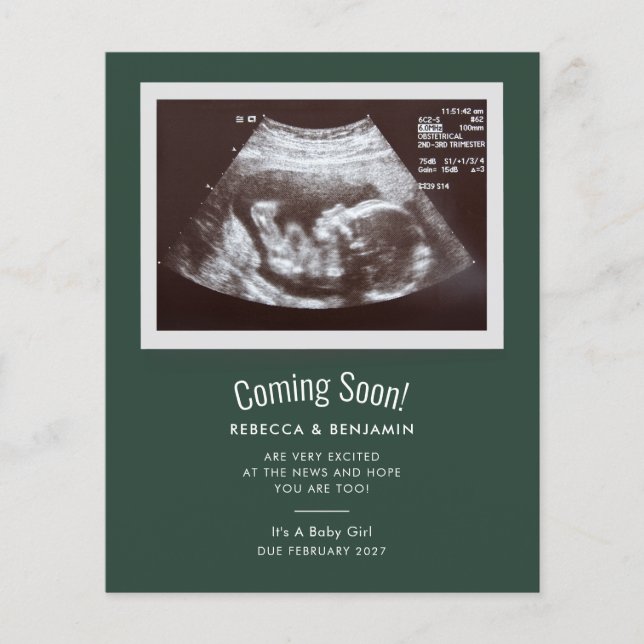 Baby Coming Soon Ultrasound Pregnancy Announcement (Front)