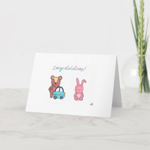 Baby Congrats Bear, Bunny, Car Card