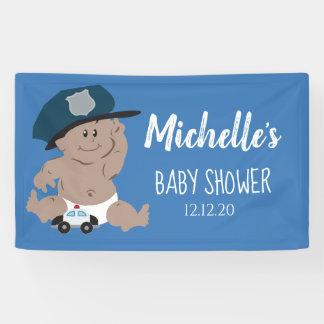 Baby Cop Police Officer Baby Shower - Ethnic Banner