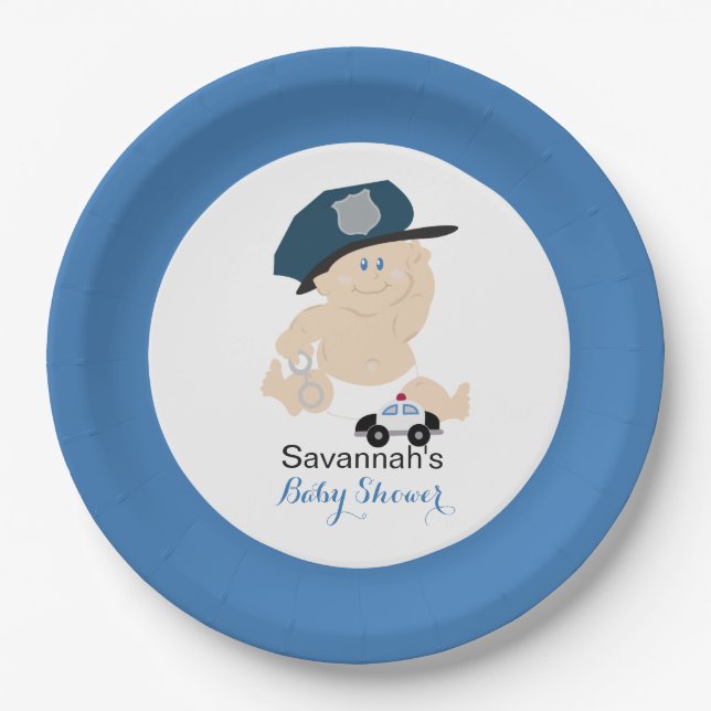 Baby Cop Police Officer Custom Paper Plate (Front)