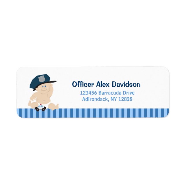 Baby Cop Police Officer Return Labels (Front)