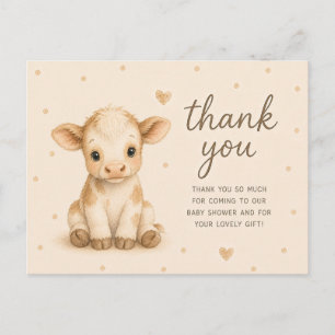 Baby Cow Calf Baby Shower Thank You Postcard
