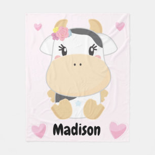 Baby Cow Cutie Personalised Shower Fleece Blanket