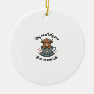 Baby Cow Teacup Vintage Farmhouse Shirt Design_1 Ceramic Ornament