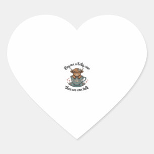 Baby Cow Teacup Vintage Farmhouse Shirt Design_1 Heart Sticker