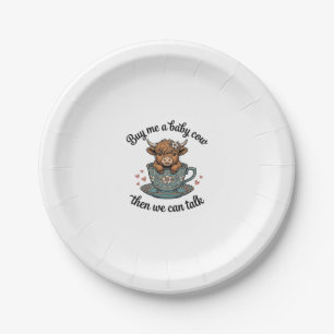 Baby Cow Teacup Vintage Farmhouse Shirt Design_1 Paper Plate