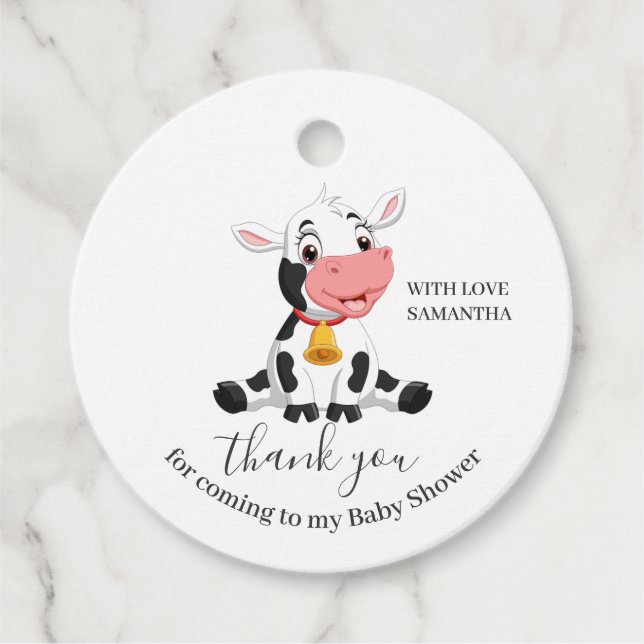 Baby Cow Thank You Favour Tags (Front)