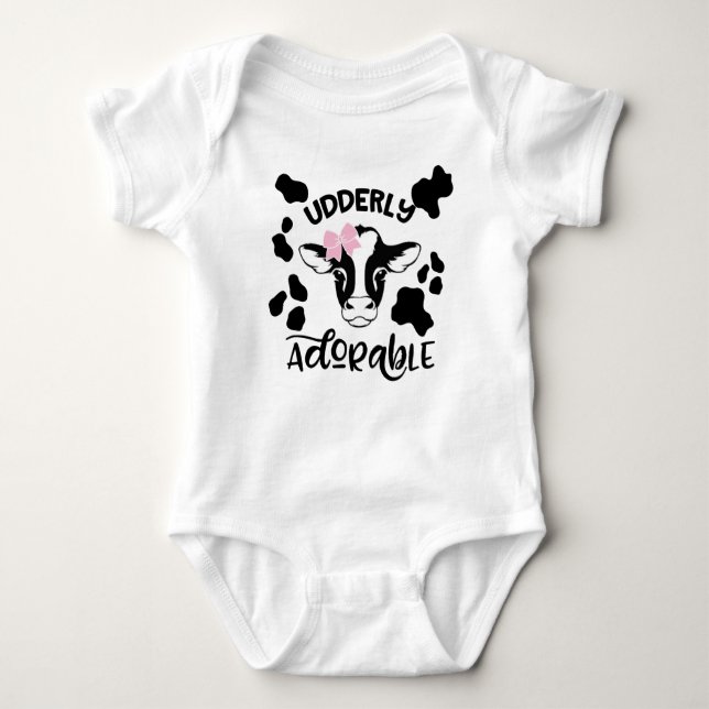 Baby Cow Udderly Adorable Baby Bodysuit (Front)