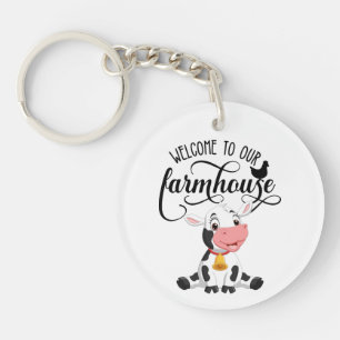 Baby Cow Welcome to our farmhouse Key Ring