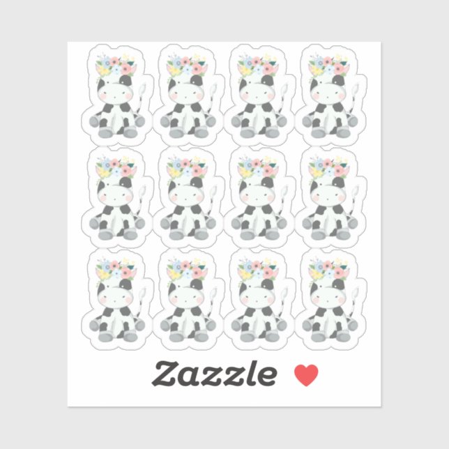 Baby Cow With Floral Crown Nursery Scrapbook Sheet (Sheet)