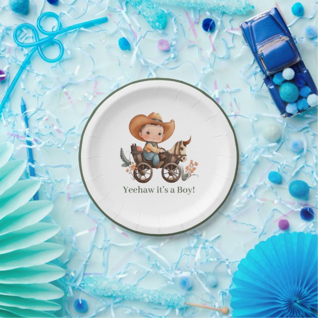 Baby Cowboy Baby Shower  Paper Plate (Party)