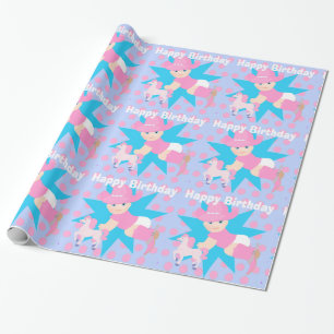 Baby Cowgirl Happy Birthday Polka Dot Wrapping Paper