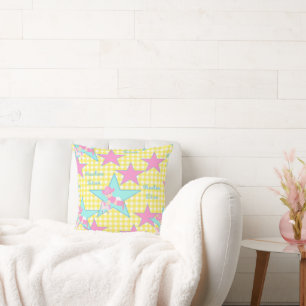 Baby Cowgirl Rodeo Star Yellow Check Cushion