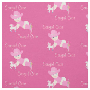 Baby Cowgirl With Pink Hat And Cowboy Boots Fabric