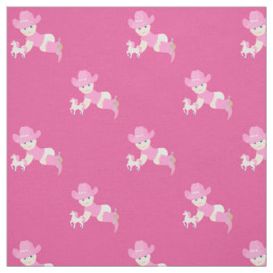 Baby Cowgirl With Pink Hat And Cowboy Boots Fabric