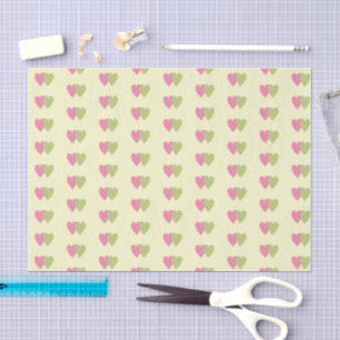 Baby cream pink green hearts tissue paper