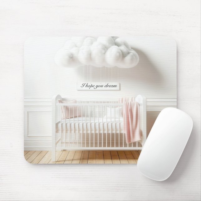 Baby Crib In a Nursery With Clouds Mouse Pad (With Mouse)