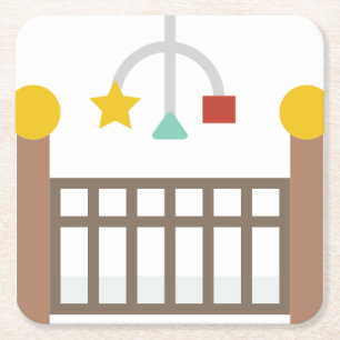 baby crib square paper coaster