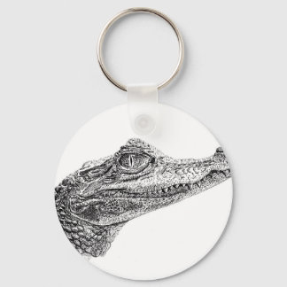 Baby Crocodile Ink Drawing Key Ring